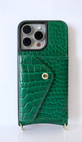 Load image into Gallery viewer, Green Faux Crocodile Inspired Crossbody iPhone Case