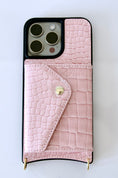Load image into Gallery viewer, Pink Faux Crocodile Inspired Crossbody iPhone Case