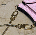 Load image into Gallery viewer, Pink Faux Crocodile Inspired Crossbody iPhone Case