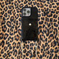 Load image into Gallery viewer, Black Faux Crocodile Inspired Crossbody iPhone Case
