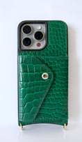 Load image into Gallery viewer, Green Faux Crocodile Inspired Crossbody iPhone Case
