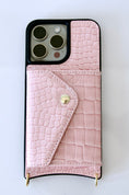 Load image into Gallery viewer, Pink Faux Crocodile Inspired Crossbody iPhone Case
