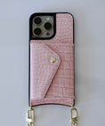 Load image into Gallery viewer, Pink Faux Crocodile Inspired Crossbody iPhone Case
