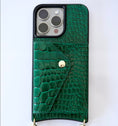 Load image into Gallery viewer, Green Faux Crocodile Inspired Crossbody iPhone Case
